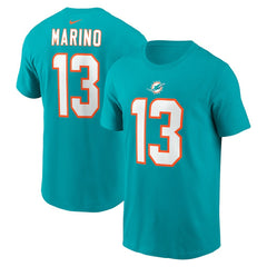 Dan Marino Miami Dolphins Retired Player Name & Number T-Shirt Aqua