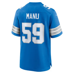 NFL Giovanni Manu Detroit Lions Team Game Jersey - Blue