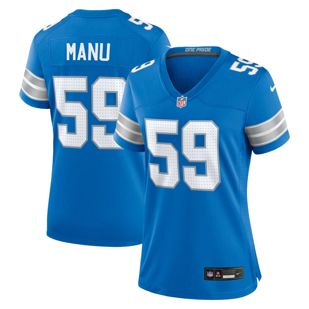 NFL Giovanni Manu Detroit Lions Women's Team Game Jersey - Blue