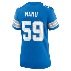 NFL Giovanni Manu Detroit Lions Women's Team Game Jersey - Blue