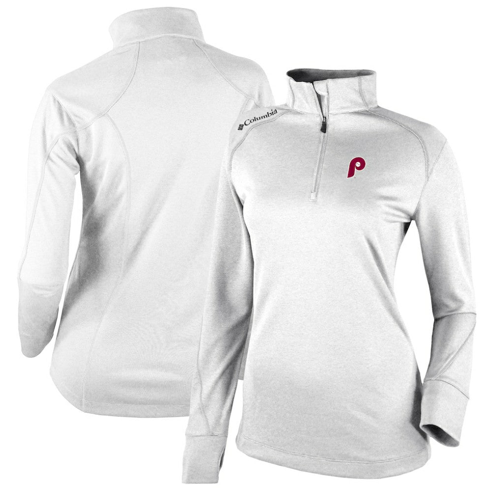 Philadelphia Phillies Columbia Women's Cooperstown Collection Shotgun 2.0 Omni-Wick Quarter-Zip Top - White Tops