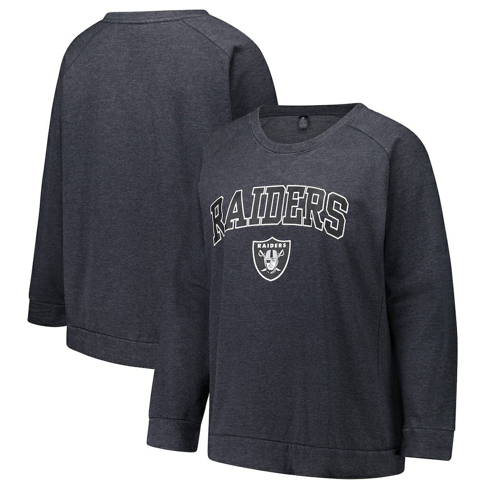 Las Vegas Raiders Profile Women's Plus Size Acid Wash Raglan Sweatshirt Charcoal