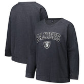 Las Vegas Raiders Profile Women's Plus Size Acid Wash Raglan Sweatshirt Charcoal