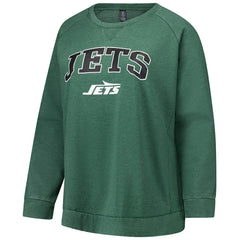 New York Jets Profile Women's Plus Size Acid Wash Raglan Sweatshirt Heather Green