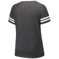 Arizona Cardinals Women's Plus Size Logo Striped Raglan Notch Neck T-Shirt Charcoal