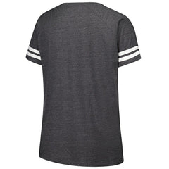 New York Jets Women's Plus Size Logo Striped Raglan Notch Neck T-Shirt Charcoal