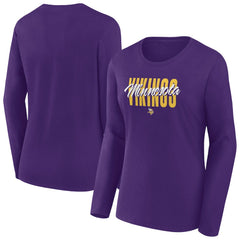 Minnesota Vikings Women's Long Sleeve Scoop Neck T-Shirt Purple
