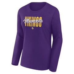 Minnesota Vikings Women's Long Sleeve Scoop Neck T-Shirt Purple