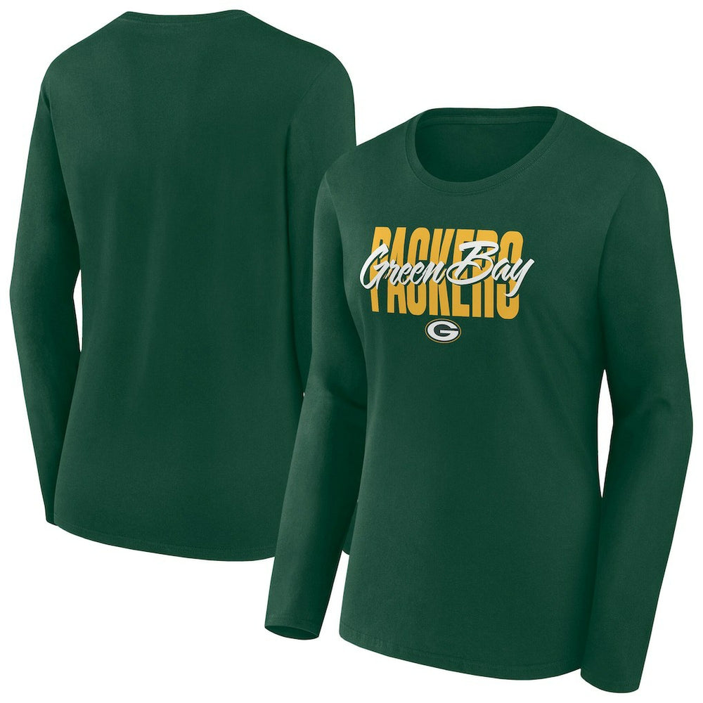 Green Bay Packers Women's Long Sleeve Scoop Neck T-Shirt Green