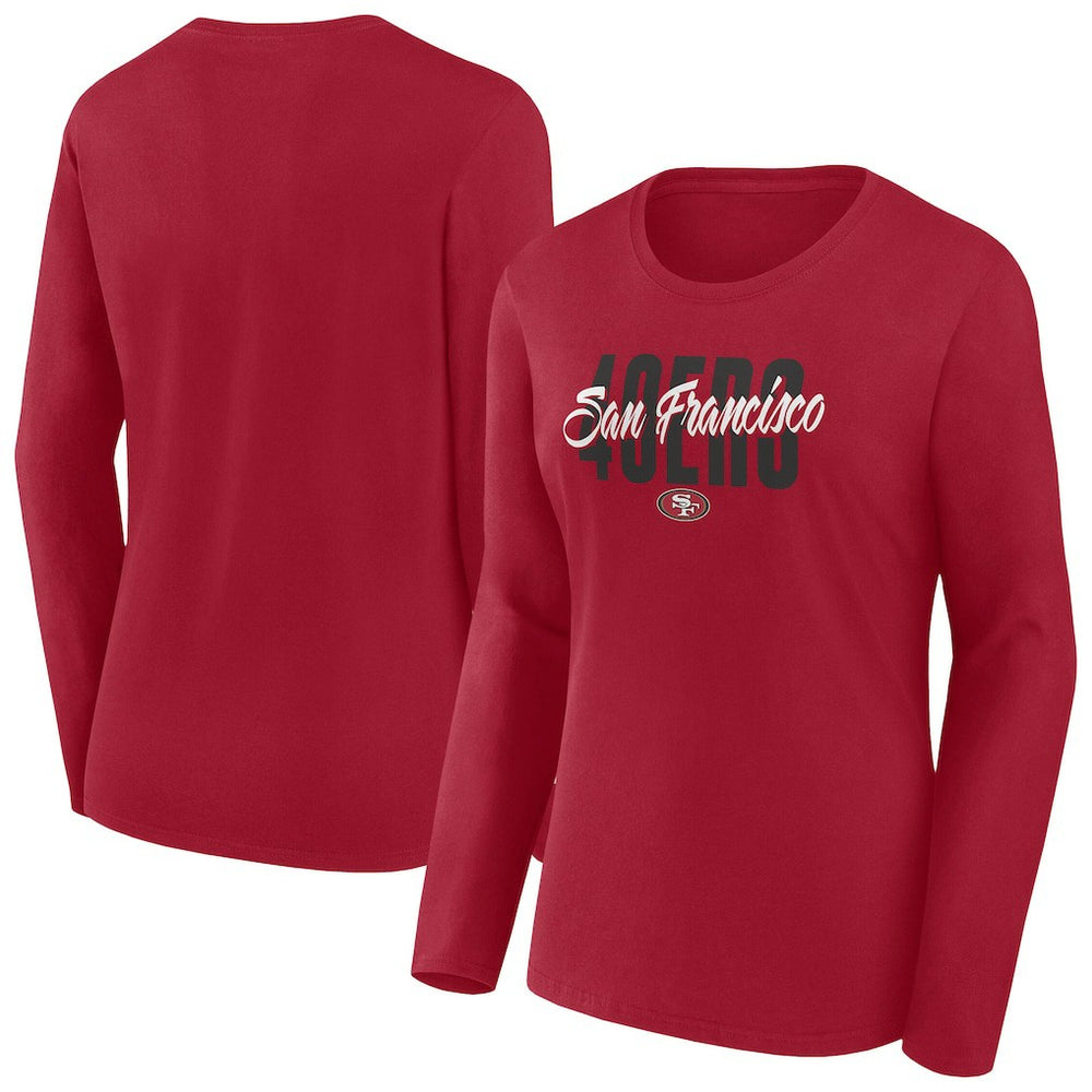 San Francisco 49ers Women's Long Sleeve Scoop Neck T-Shirt Scarlet