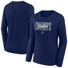 Dallas Cowboys Women's Long Sleeve Scoop Neck T-Shirt Navy