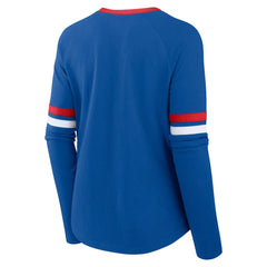 Buffalo Bills Women's Plus Size Won & Done Lace-Up V-Neck Long Sleeve T-Shirt Royal