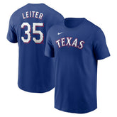 Jack Leiter Texas Rangers Nike Fuse Name & Number T-Shirt - Royal T-shirts
