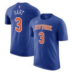 Josh Hart New York Knicks Icon Edition Name & Number T-Shirt Blue