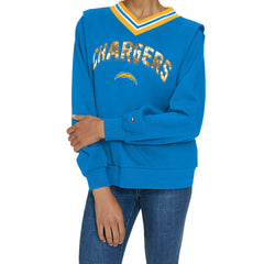 Los Angeles Chargers Tommy Hilfiger Women's Alice V-Neck Pullover Sweatshirt Powder Blue