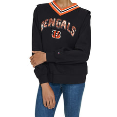 Cincinnati Bengals Tommy Hilfiger Women's Alice V-Neck Pullover Sweatshirt Black