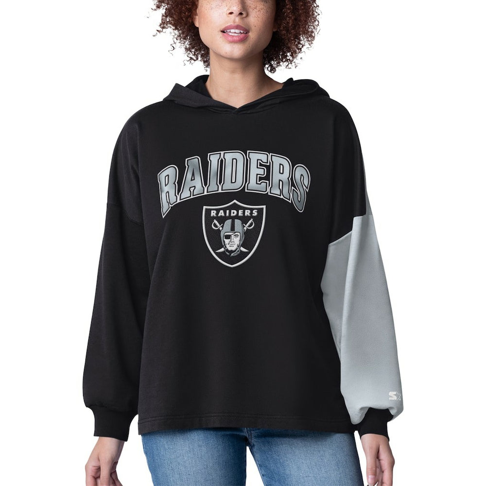 Las Vegas Raiders Starter Women's Power Move Long Sleeve Pullover Hoodie Black