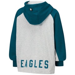 Philadelphia Eagles DKNY Sport Women's Joy Cropped Raglan Pullover Hoodie - Gray/Midnight Green
