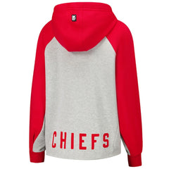 Kansas City Chiefs DKNY Sport Women's Joy Cropped Raglan Pullover Hoodie - Gray/Red