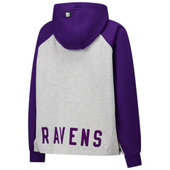 Baltimore Ravens DKNY Sport Women's Joy Cropped Raglan Pullover Hoodie - Gray/Purple