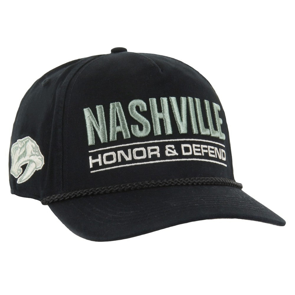 NHL Nashville Predators '47 OHT Military Appreciation Homeland Honor and Defend Hitch Adjustable Hat - Black