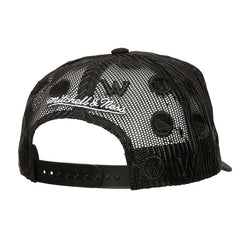 Golden State Warriors Monogram Allover Logo Mesh Trucker Adjustable Hat Black