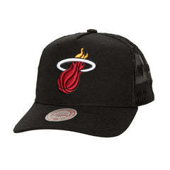Miami Heat Monogram Allover Logo Mesh Trucker Adjustable Hat Black