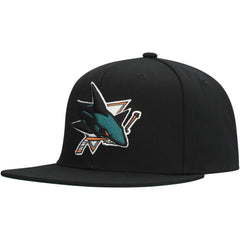 NHL San Jose Sharks Mitchell & Ness Core Top Spot Snapback Hat - Black