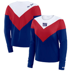 New York Giants WEAR by Erin Andrews Women's Chevron Tri-Blend Long Sleeve T-Shirt Royal/Red