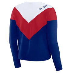 New York Giants WEAR by Erin Andrews Women's Chevron Tri-Blend Long Sleeve T-Shirt Royal/Red