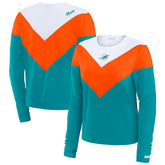 Miami Dolphins WEAR by Erin Andrews Women's Chevron Tri-Blend Long Sleeve T-Shirt Aqua/Orange
