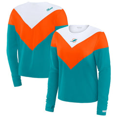 Miami Dolphins WEAR by Erin Andrews Women's Chevron Tri-Blend Long Sleeve T-Shirt Aqua/Orange