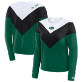 New York Jets WEAR by Erin Andrews Women's Plus Size Chevron Tri-Blend Long Sleeve T-Shirt Green/Black
