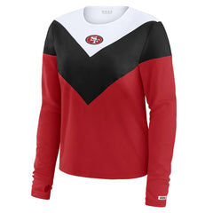 San Francisco 49ers WEAR by Erin Andrews Women's Plus Size Chevron Tri-Blend Long Sleeve T-Shirt Scarlet/Black
