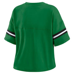 New York Jets WEAR by Erin Andrews Women's Color Block Boxy V-Neck T-Shirt Kelly Green