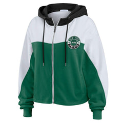 New York Jets WEAR by Erin Andrews Women's Color Block Full-Zip Hoodie Green/White
