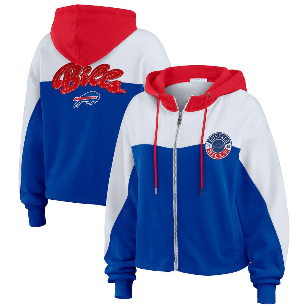 Buffalo Bills WEAR by Erin Andrews Women's Plus Size Color Block Full-Zip Hoodie Royal