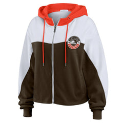 Cleveland Browns WEAR by Erin Andrews Women's Plus Size Color Block Full-Zip Hoodie Brown
