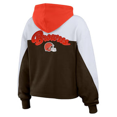 Cleveland Browns WEAR by Erin Andrews Women's Plus Size Color Block Full-Zip Hoodie Brown