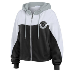 Las Vegas Raiders WEAR by Erin Andrews Women's Plus Size Color Block Full-Zip Hoodie Black
