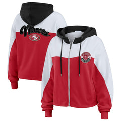 San Francisco 49ers WEAR by Erin Andrews Women's Plus Size Color Block Full-Zip Hoodie Scarlet