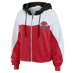 San Francisco 49ers WEAR by Erin Andrews Women's Plus Size Color Block Full-Zip Hoodie Scarlet