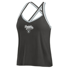 Las Vegas Raiders WEAR by Erin Andrews Women's Cross Strap Tri-Blend Tank Top Black