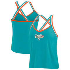 Miami Dolphins WEAR by Erin Andrews Women's Cross Strap Tri-Blend Tank Top Aqua