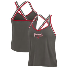 Tampa Bay Buccaneers WEAR by Erin Andrews Women's Cross Strap Tri-Blend Tank Top Pewter