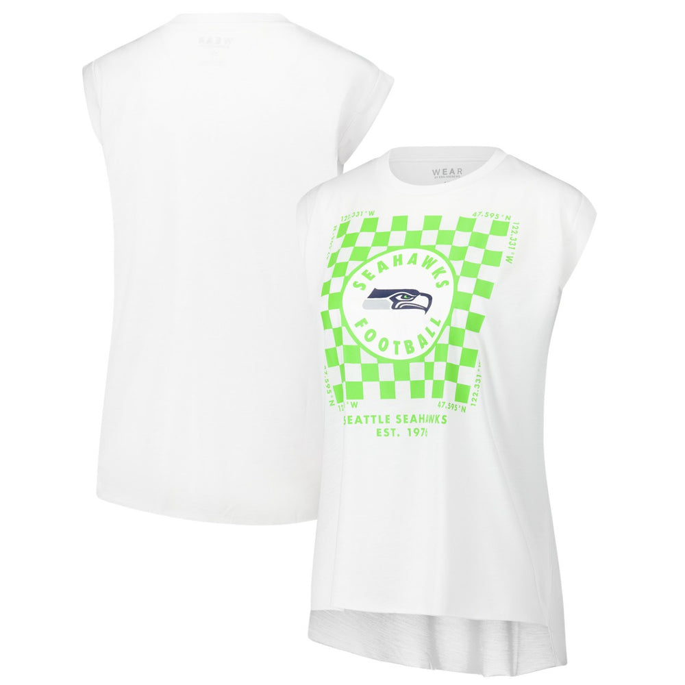 Seattle Seahawks WEAR by Erin Andrews Women's Checker Muscle Tank Top White
