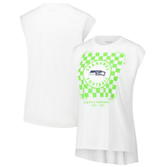 Seattle Seahawks WEAR by Erin Andrews Women's Checker Muscle Tank Top White