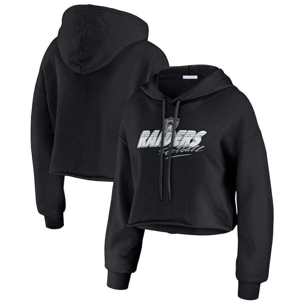 Las Vegas Raiders WEAR by Erin Andrews Women's Prime Cropped Pullover Hoodie Black