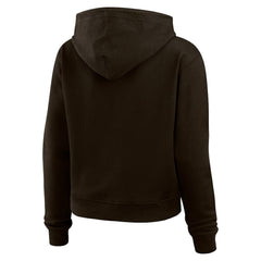 Cleveland Browns WEAR by Erin Andrews Women's Waffle-Knit Pullover Hoodie Brown