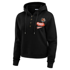 Cincinnati Bengals WEAR by Erin Andrews Women's Waffle-Knit Pullover Hoodie Black